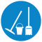 Logo of the data cleaning service - represent a bucket, broom and shovel